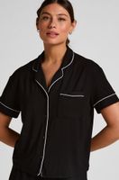 hunkemoller chaqueta de manga corta de jersey essential negro