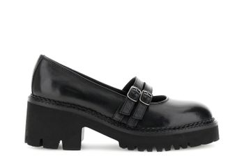 zapatos de salón estilo mary jane en piel con doble tira black