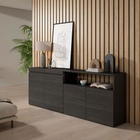 aparador efecto madera negro 200x35x75cm