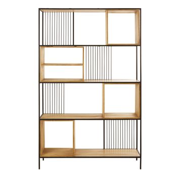 Estantería de 125 cm de mango macizo y metal negro