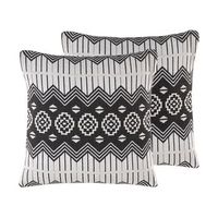 conjunto de 2 cojines decorativos blanco y negro algodon 45 x 45 cm fundas extraibles relleno de poliester cardak