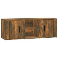 mueble de tv madera contrachapada roble ahumado 100x315x35 cm vidaxl