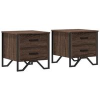 pack 2 uds mesitas de noche  mesilla de noche madera ingenieria marron roble 40x41x40 cm