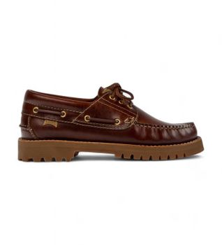 Camper para hombre. 15233-001 Náuticos de piel 15233 marrón (47), Plano, Cordones, Casual, Clásico