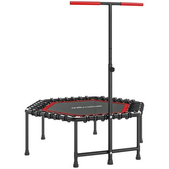 SPORTNOW Trampolín de Fitness 114x114x132 cm con Mango Ajustable de 3 Niveles y Marco de Acero Rojo