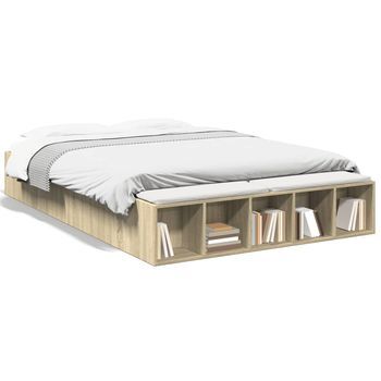Cama Matrimonial | Cama Para Adultos | Estructura De Cama Madera De Ingeniería Roble Sonoma 160x200 Cm