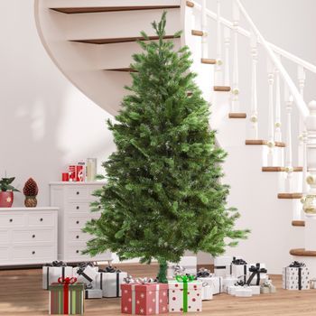 Árbol De Navidad Artificial De Pvc Pe Metal Homcom Ø105x210 Cm-verde