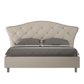 Cama Sin Somier Acolchada 160x200 Cuero Sintético Gris Paloma Langre