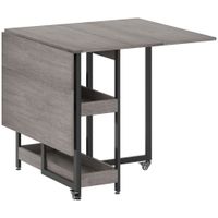 homcom mesa de comedor plegable en diseno industrial para hasta 4 personas estantes abiertos flexible metal tablero de particulas