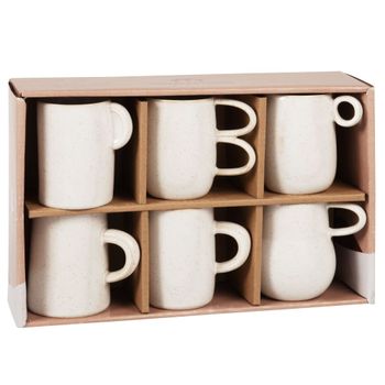 Juego 6 de tazas de cerámica color blanca