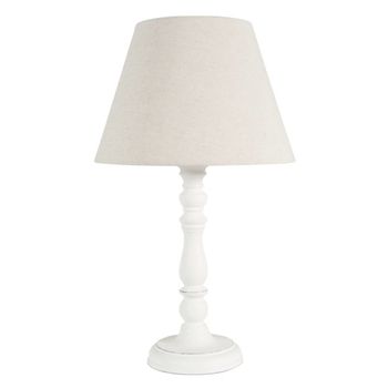 Lámpara de mesa de madera tallada blanca Alt. 42 cm