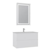 conjunto de mueble con lavabo y espejo 2 piezas  - 91 x 51 x 55 cm - blanco mate