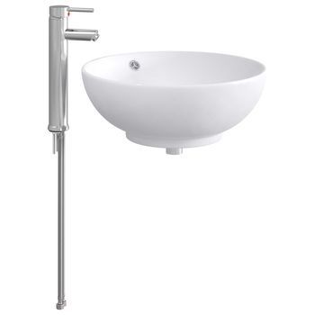 Lavabo De Baño Con Grifo Y Desagüe Cromado 44 X 44 X 16 Cm Vidaxl