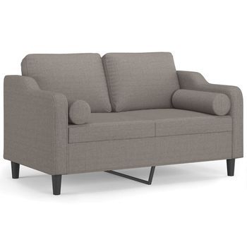 Sofá De 2 Plazas | Sofá De Salón | Sofá De Descanso Con Cojines Tela Gris Taupe 120 Cm