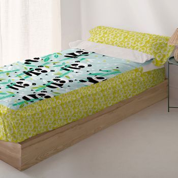 Saco Nórdico Panda Garden Blue 90x200 Cm (cama 90) Sin Relleno