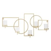 portavelas de pared en metal dorado geometrico cm 70x85x36