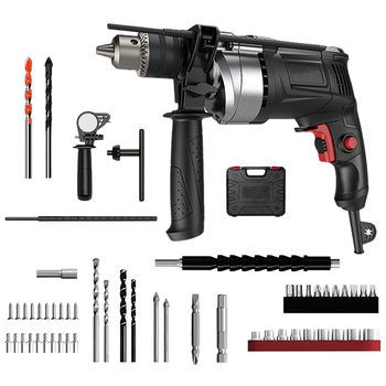 Taladro percutor eléctrico de 780W, 0-3000 RPM, velocidad variable, modo dual, avance y retroceso, taladro manual con mandril de 13 mm para taladrar madera, acero, hormigón y paredes, herramienta