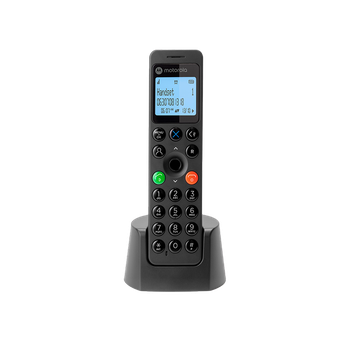 Motorola Voice - DOT201 Teléfono Fijo Inalámbrico con Altavoz Manos Libres, Bloqueo de Llamadas, 100 Contactos con Nombre y Directorio Telefónico, Color Negro