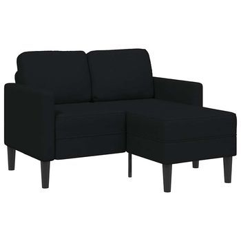 Sofá De 2 Plazas Con Chaise Longue En Forma L Negra 125cm Vidaxl