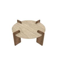 mesa baja de madera avoure - 90 x 90 x 35 cm - travertino