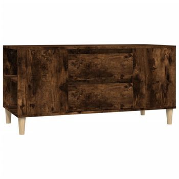 Mueble De Tv Madera Contrachapada Roble Ahumado 102x44,5x50 Cm Vidaxl