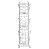 carro de almacenamiento 3 niveles metal blanco cestas con asas giratorias accesorio cocina bano toallas periodico frutas verduras ayapal
