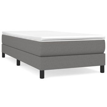 Cama Tapizada 193x90x25 Cm Tejido (100 % Poliéster), Contrachapado Y Madera Tratada - Gris