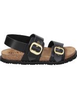 sandalias planas de piel para mujer yokono bolus-252 negro 38