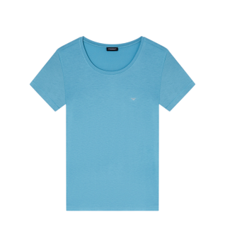 Emporio Armani para mujer. EW000408_AF19024 Camiseta Essential azul (XL), Homewear, Viscosa, Manga corta, Turquesa