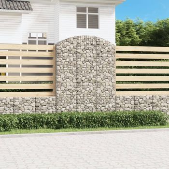 Cesta Gaviones | Gavión Para Piedras | Gavión Decorativo Forma Arco Hierro Galvanizado 150x50x200/220 Cm Cfw858541