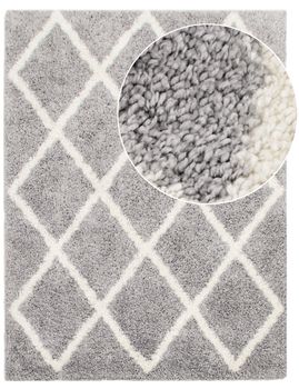 Alfombra de pelo largo Arizona gris-blanco 60x100 cm