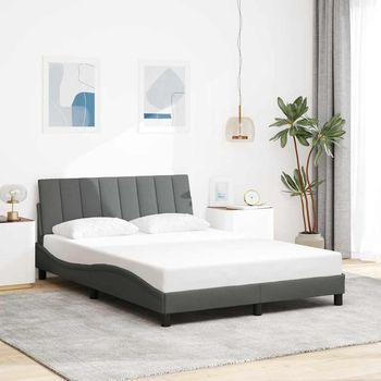 Cama Matrimonial | Cama Para Adultos | Estructura De Cama Sin Colchón Tela Gris Oscuro 140x200 Cm Cfw775213