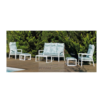 Conjunto Terraza Jardín Aluminio Con Sofá Y Mesa Central