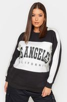 yours sudadera varsity negra los angeles mujer curvy y tallas grandes yours