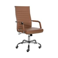 silla de oficina giratoria regulable en simil cuero marron claro