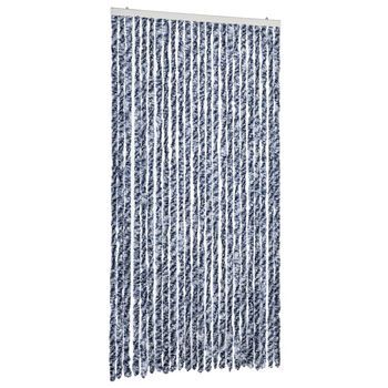 Cortina Antimoscas Chenilla Azul Y Blanco 100x200 Cm