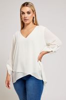 yours london blusa blanca con bajo asimetrico mujer curvy y tallas grandes yours london