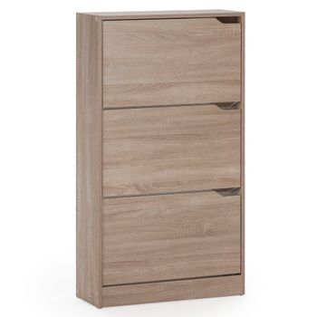 Mueble zapatero 3 puertas color roble, para 18 pares
