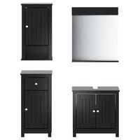 juego de muebles de bano berg 4 pzas madera maciza pino negro vidaxl