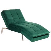 chaise longue de terciopelo verde esmeralda plateado respaldo reclinable capitone loiret