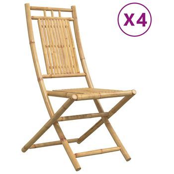 Sillas De Jardín Plegables 4 Uds | Silla De Exterior | Sillón Bambú 46x66x99 Cm