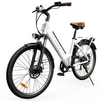 Bicicleta Eléctrica Iscooter Ucitys, Batería De 36 V Y 13 Ah, 26” Para Ciudad, Aplicación Inteligente, Blanca