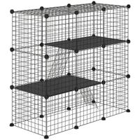 pawhut jaula para animales pequenos de 31 paneles parque para mascotas para cobayas conejos chinchillas 105x45x105 cm negro   aosom espana