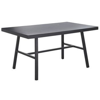 Mesa De Comedor De Jardín Negra 150 X 90 Cm Metal Marco De Aluminio Rectangular Moderno Industrial Canetto