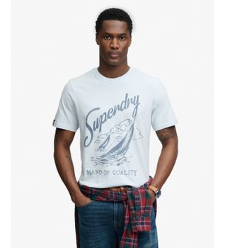 Superdry para hombre. M1012353A Camiseta Lo-fi Dockside azul (L), Casual, Algodón, Manga corta
