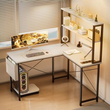 Escritorio Gaming En L Con Led & Toma De Corriente, Mesa Reversible 53
