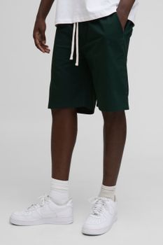 Pantalón Corto Holgado De Algodón Y Sarga Con Cintura Elástica, Verde