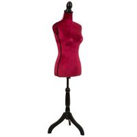 maniqui de madera y espuma forrado de tela rojo 24x375x168h cm