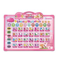 tablero de dibujo para el aprendizaje en ingles con 11 cartas 34x05x26 cm color rosa
