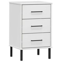 mesita de noche patas de metal madera maciza pino blanca oslo vidaxl